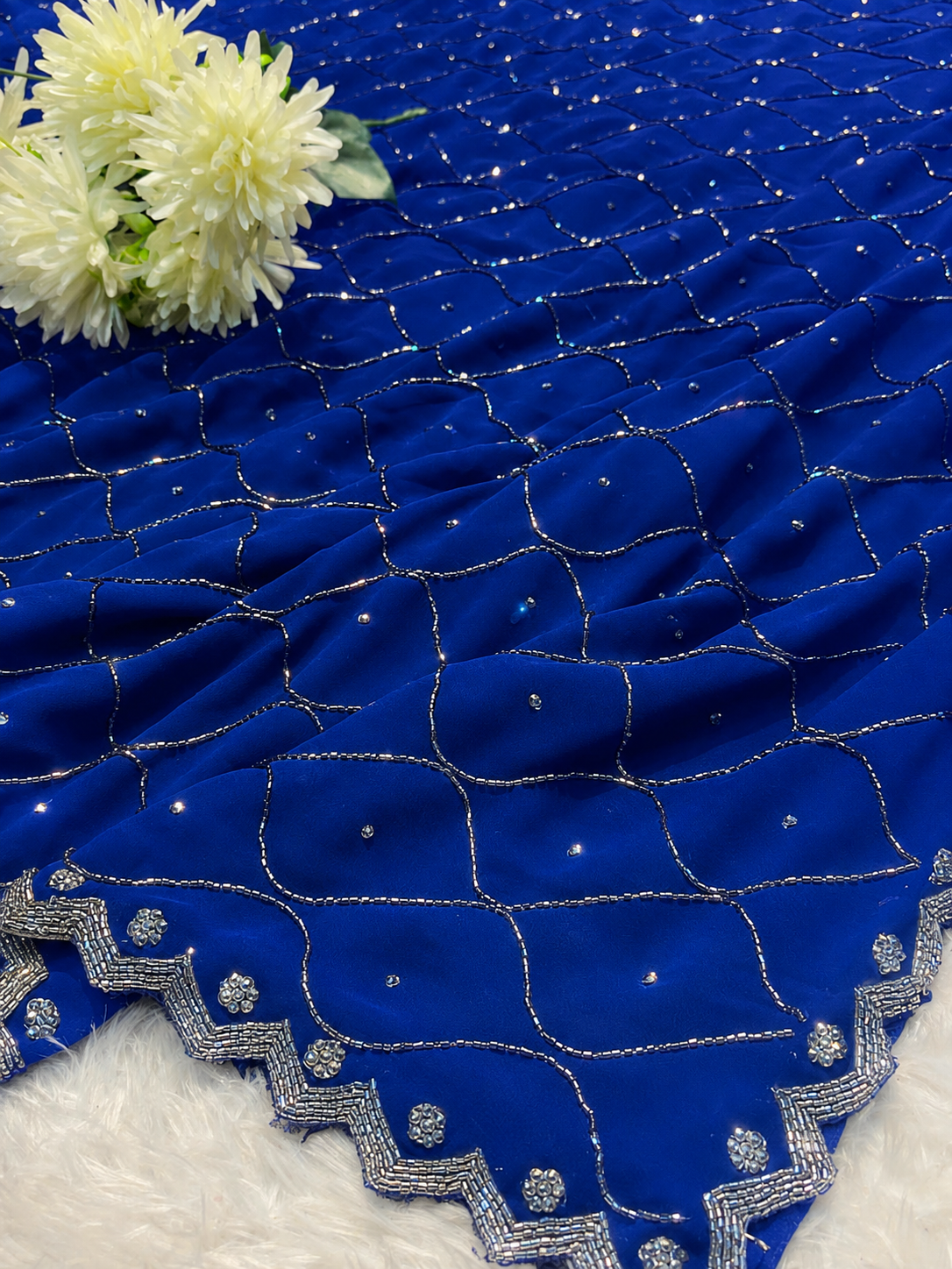 Handwork Perse Georgette handwork saree – Sumi Vastra