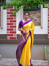 Chinnon weaving check saree with bentex boarder