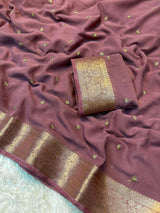 Pure chiffon saree with beads buttis