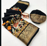 Marshmallow elephant zari weaving saree