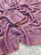 Dark mocha flower space silk saree