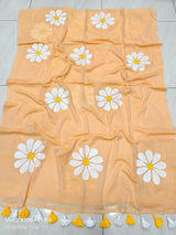 Pure Mul cotton sunflower 🌻 handpainted saree