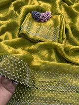 Diamond stone Space Silk Saree
