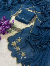 Rangoli crush pure handwork saree