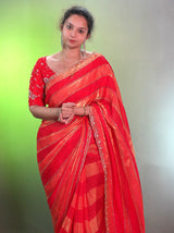 Space silk jharkan work sarees for party wear