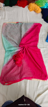 Chiffon multishaded saree