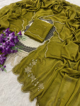 Rangoli crush pure handwork saree