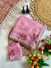 Space silk 3d print diamond stone work saree