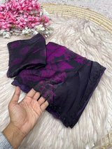 Space silk digital print with jarkhan work partywear saree