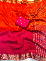 2 shaded viscose georgette checks saree