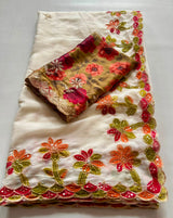 Premium applique work cut boarder saree