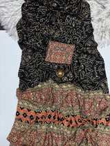 Ajrak Satin design mirror saree