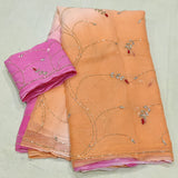 Chiffon heavy jaal work saree