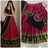 Semi kanjeevaram stype fully stitched half saree lehanga set