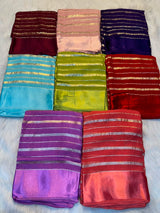 Viscose georgette light weight sarees with satin patta