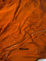 Very soft rangoli crush hand work peacock design saree