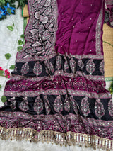 Ajrak mirror satin modal saree