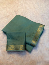 Viscose georgette soft fabric small zari boarder saree
