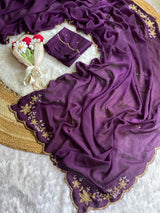 Rangoli crush pure handwork saree