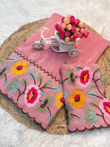 Crunchy fabric cutowork embroidery saree