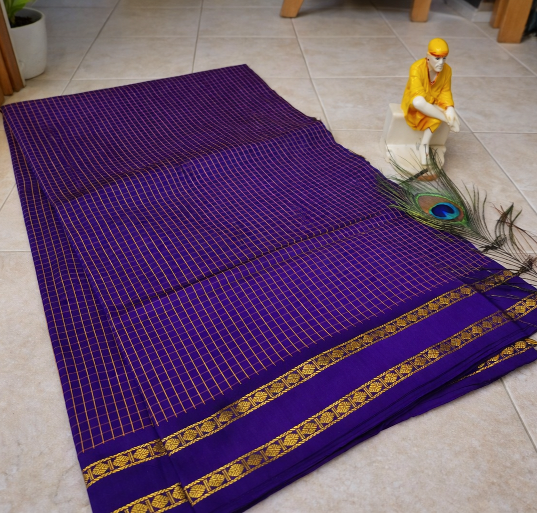 Kalyani Vintage Checked gap boarder saree