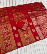 Kaddi georgette tissue meenakari saree