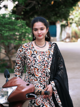 Pure Cotton Kalamkari Block Print Anarkali with Georgette Duppatta