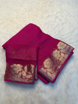 Viscose georgette floral zari soft saree