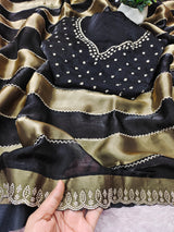 Space silk jharkan work sarees for party wear