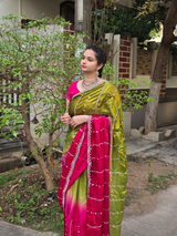 Space silk dual shade original beads work saree