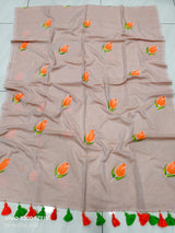 Mul cotton Tulip hand painted saree