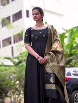 Beautiful maggam work gown and tissue dupatta
