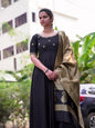 Beautiful maggam work gown and tissue dupatta
