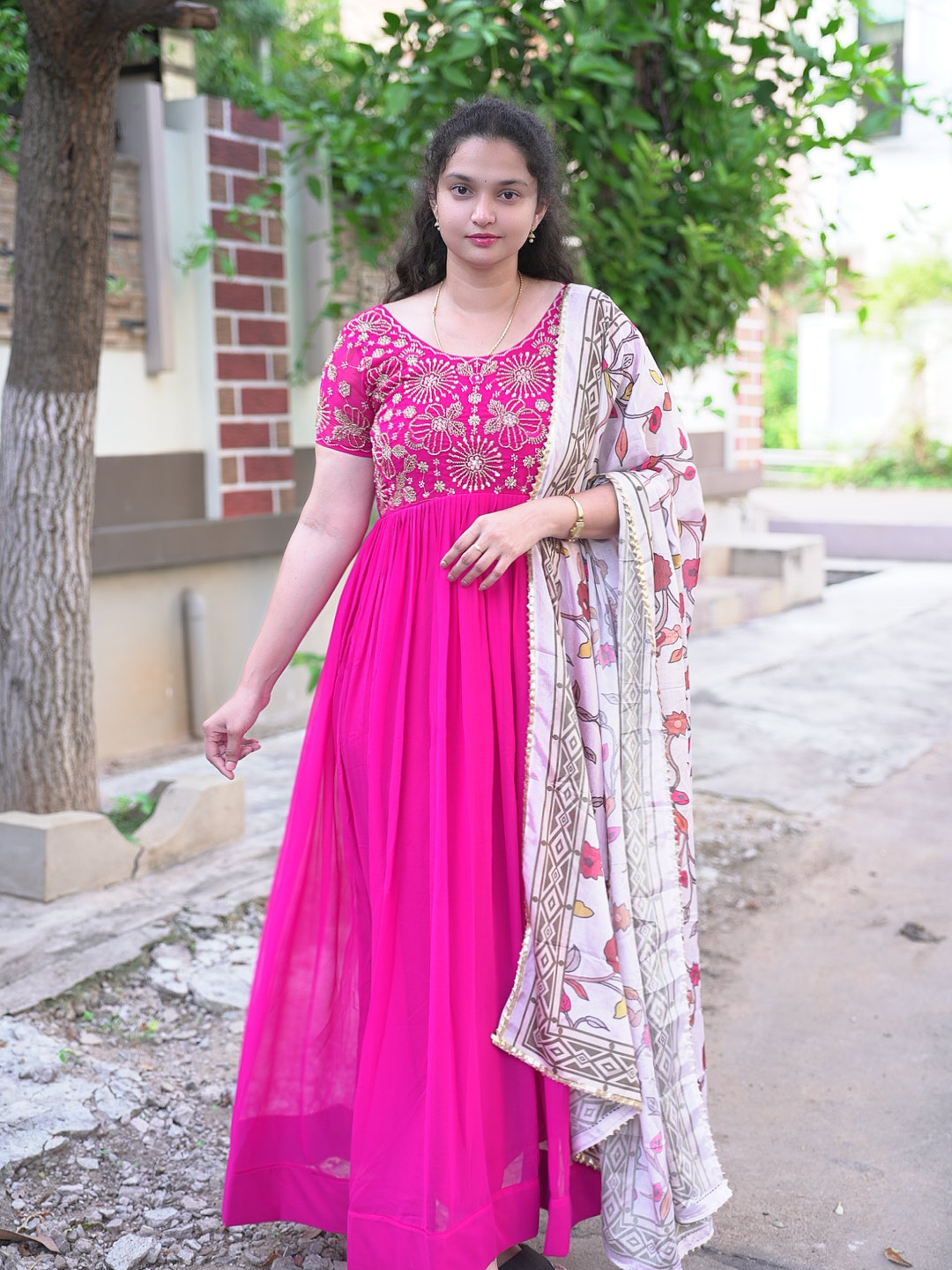 Trending partywear heavy maggam work anarkali set