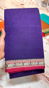 Narayanpeta Mercerised Cotton elephant small boarder saree