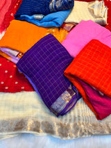 2 shaded viscose georgette checks saree
