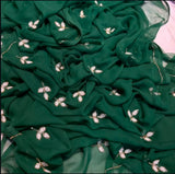 Soft chiffon saree leaf pattern