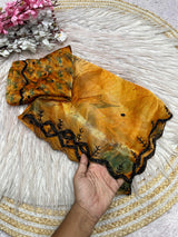 Space silk digital print handwork saree