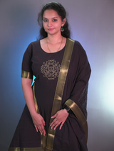 Mul cotton kolam design traditional Mangalagiri style anarkali set