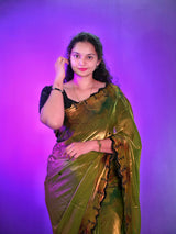Space silk digital print handwork saree