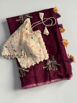 Premium Chanderi Silk Saree Fully Stitched blouse