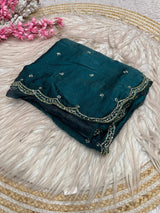 Space silk beads work saree
