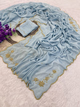 Rangoli crush pure handwork saree