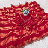Space silk jharkan work sarees for party wear