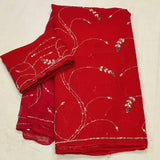 Chiffon heavy jaal work saree