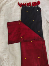 Cotton by Cotton contrast gini work saree with tassels