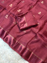 Jute silk viscose leaf pattern saree