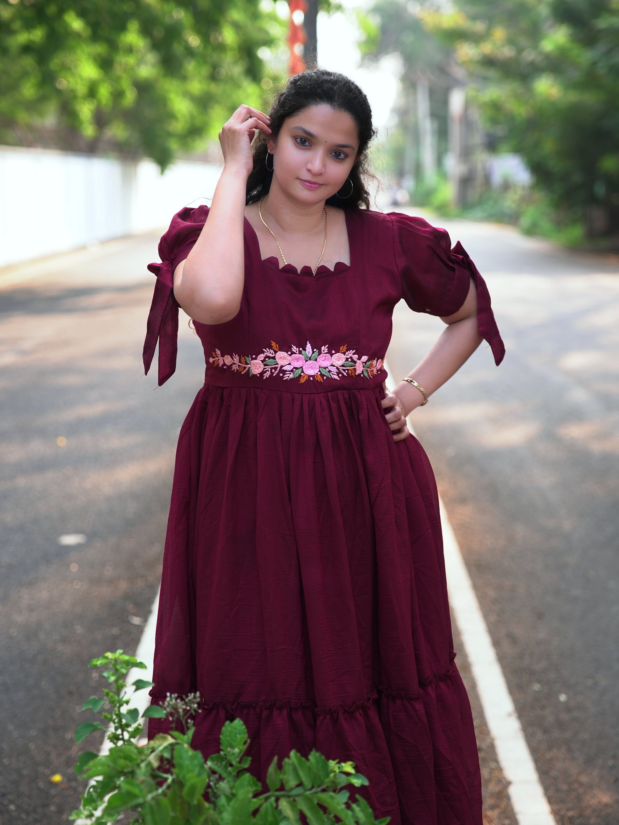 Lilly bullion knot vichitra silk frock