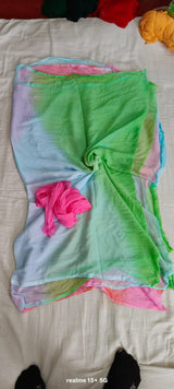 Chiffon multishaded saree