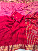 2 shaded viscose georgette checks saree